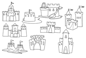 Sandcastle black and white vector