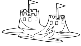 Sandcastle sand black and white clipart