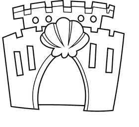 Sandcastle shell black and white clipart