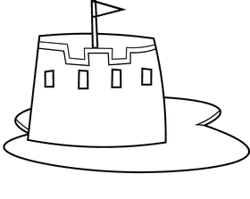 Sandcastle small black and white clipart