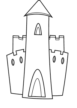 Sandcastle temple black and white clipart
