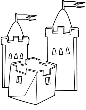 Sandcastle towers black and white clipart