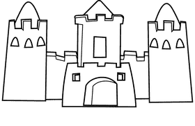 Sandcastle wide black and white clipart