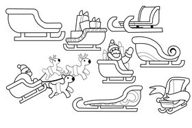 Santa sleigh black and white vector