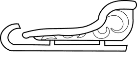 Santa sleigh low black and white clipart