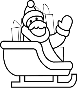 Santa sleigh santa black and white clipart