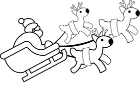 Santa sleigh santa black and white clipart