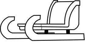 Santa sleigh wide black and white clipart