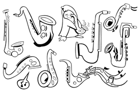 Saxophone black and white vector