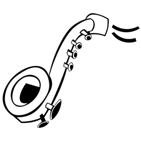 Saxophone big hole black and white clipart