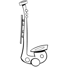 Saxophone long black and white clipart