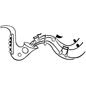Saxophone notes black and white clipart