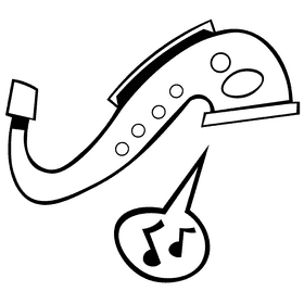 Saxophone s shaped black and white clipart