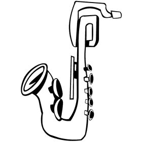 Saxophone swirling black and white clipart