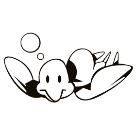 Sea turtle bubbles black and white clipart