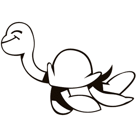 Sea turtle swimming black and white clipart