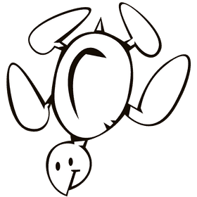 Sea turtle top view black and white clipart