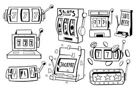 Slot machine black and white vector