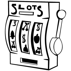 Slot machine large black and white clipart