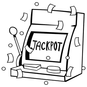 Slot machine money black and white clipart
