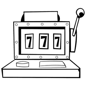 Slot machine old black and white clipart