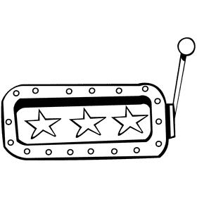 Slot machine stars black and white clipart