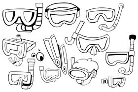 Snorkel black and white vector