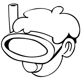 Snorkel head black and white clipart