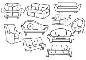 Sofa black and white vector