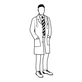 Doctor drawing black and white clipart