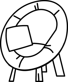 Sofa round black and white clipart