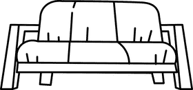 Sofa wood black and white clipart