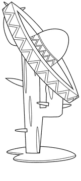 Sombrero cactus black and white clipart