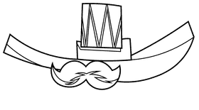 Sombrero mustache black and white clipart