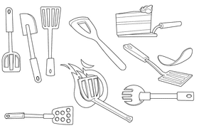 Spatula black and white vector