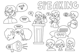 Speaking black and white vector