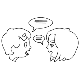 Speaking discussion black and white clipart