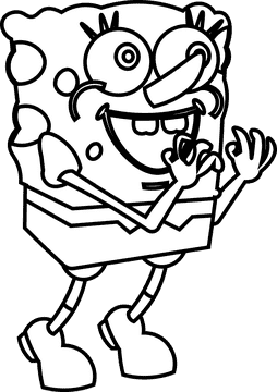 Sponge bob black and white clipart