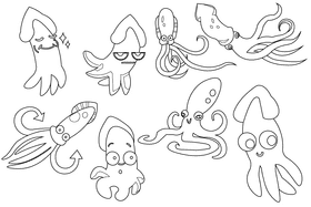 Squid black and white vector