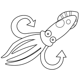 Squid big blue black and white clipart