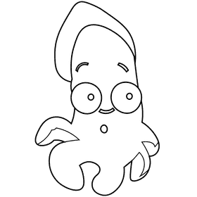 Squid cute black and white clipart