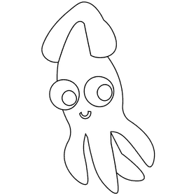 Squid cute black and white clipart