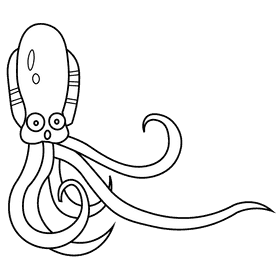 Squid giant black and white clipart