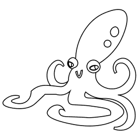 Squid tricky black and white clipart