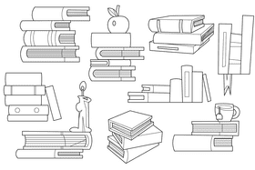 Stack of books black and white vector