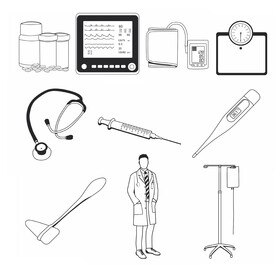 Doctor set black and white vector