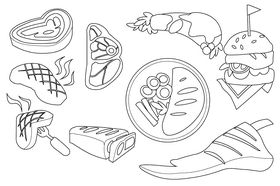 Steak black and white vector