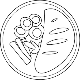 Steak dish black and white clipart