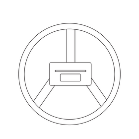 Truck steering wheel drawing black and white clipart