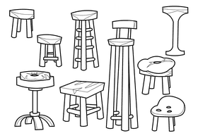 Stool black and white vector